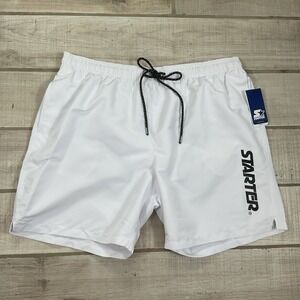 Starter Mens Quick Dry Stretch Volley Swim Trunk White 2X XXL